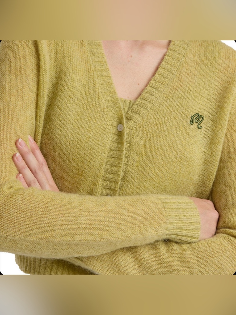 MALBON GOLF Martine Cardigan and Top Set (Lime Sherbet) - L